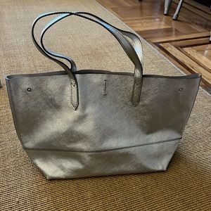 J.Crew Silver Leather Uptown Tote